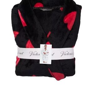 Victoria's Secret Black Robe with Red Hearts